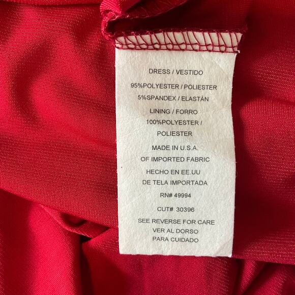 Red Beaded One Shoulder Shift Cocktail Dress Size 14W R&M Richards Draped Mini - Picture 10 of 12